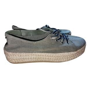 Pajar Espadrille Sneakers Olive Green Canvas Lace Up Casual Shoes